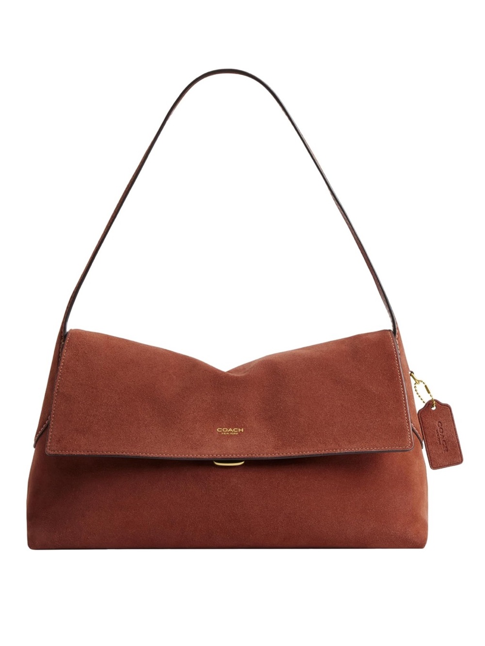 New Coach Clay Brown Suede Chelsea 36 Shoulder Bag